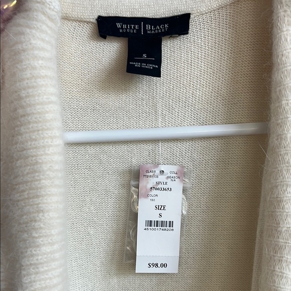 White House Black Market Cream Ruffled Cardigan Sweater - Picture 2 of 4